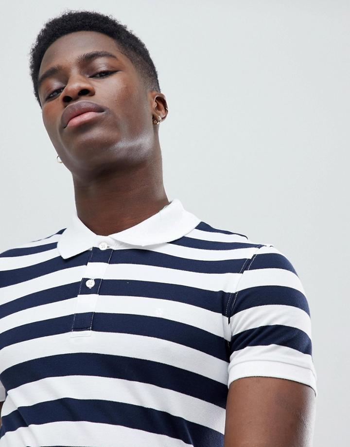 Celio Polo Shirt With Stripe - White