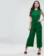 Asos Jumpsuit With High Neck In Floral Jacquard - Green