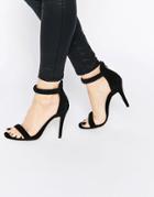 New Look Suede Heeled Barely There Sandal - Black