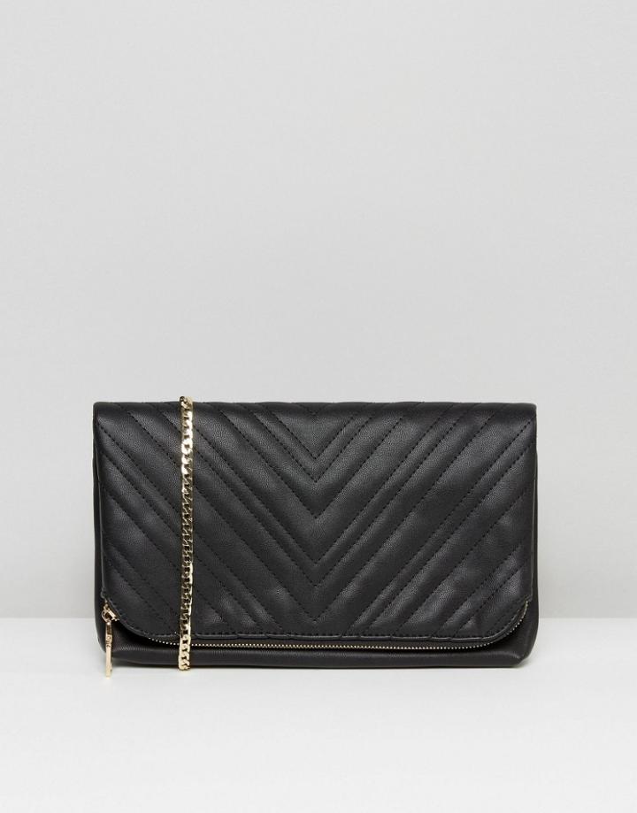 Claudia Canova Quilted Fold Over Clutch Bag - Black
