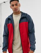 Only & Sons Lightweight Windbreaker In Red Color Block - Red