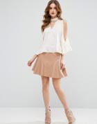 Asos Flippy Mini Skirt In Leather Look - Pink