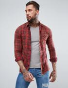 New Look Regular Fit Shirt In Washed Check In Red - Red