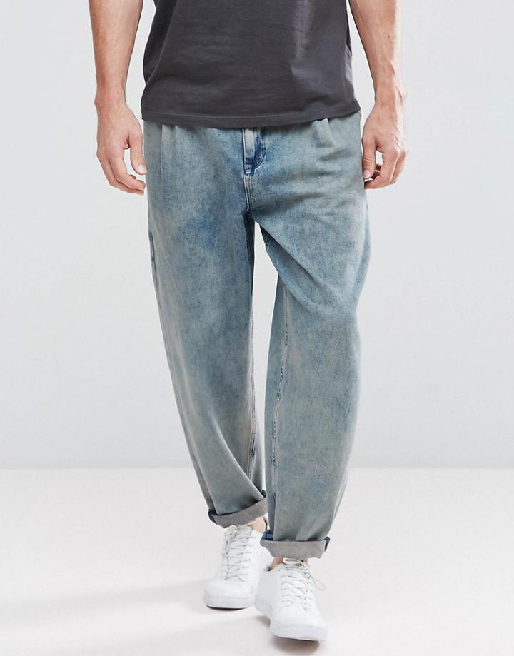 Asos Oversized Jeans In Dusty Blue - Blue