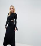 Asos Design Tall Maxi Dress With Long Sleeve And Cut Outs - Black