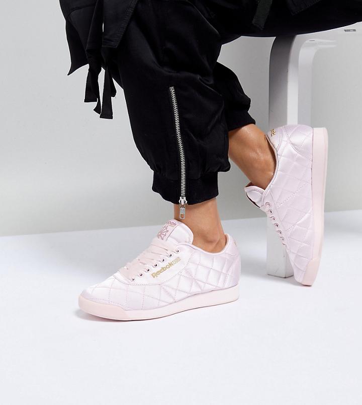 Asos White X Reebok Princess Sneakers In Quilted Satin - Pink