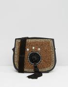 Park Lane Suede Embellished And Tassel Cross Body Bag - Brown