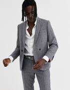 Twisted Tailor Skinny Suit Jacket In Gray Stripe