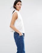 Mango Boxy White Sleeveless Shirt - White
