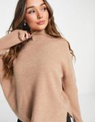 Whistles Funnel Neck Knitted Sweater In Camel-neutral