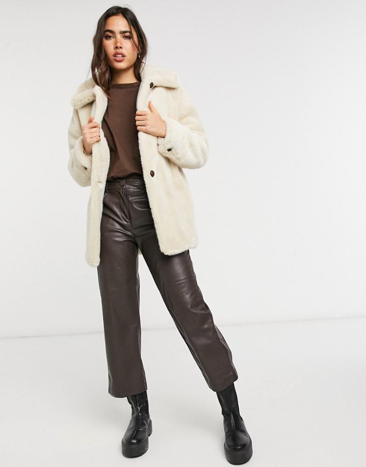 Mango Faux Shearling Jacket In Beige-neutral