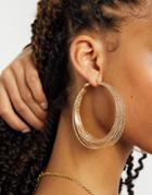 Asos Design Hoop Earrings In Exaggerated Fine Texture In Gold Tone