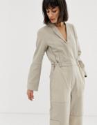 Weekday Recycled Edition Cargo Jumpsuit In Sand Beige - Beige