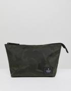 Asos Design Toiletry Bag In Khaki Camo - Green