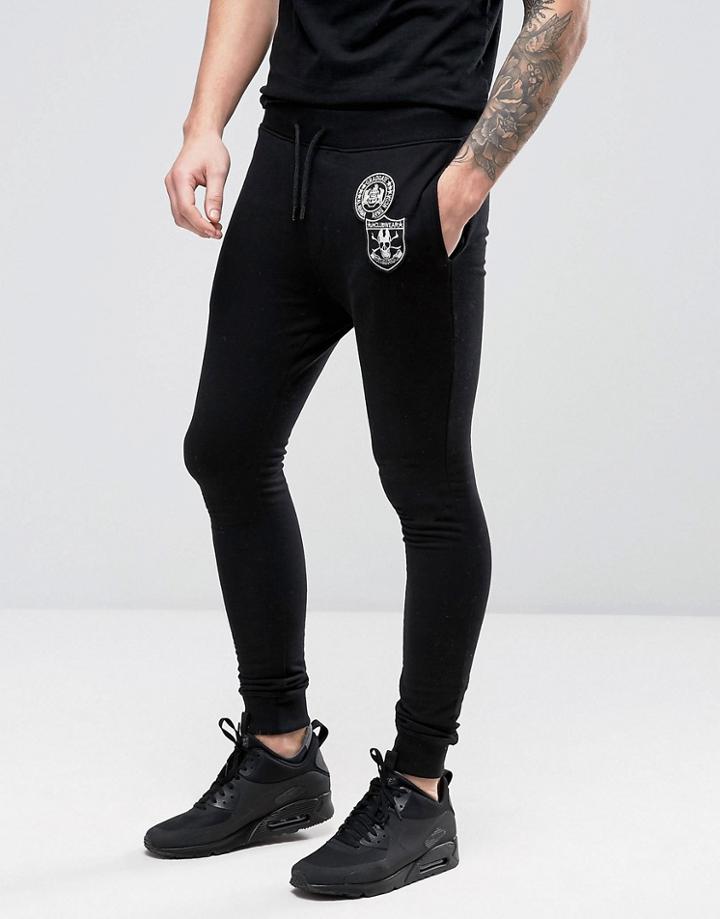 Only & Sons Skinny Sweatpants With Badges - Black