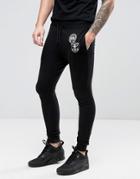 Only & Sons Skinny Sweatpants With Badges - Black