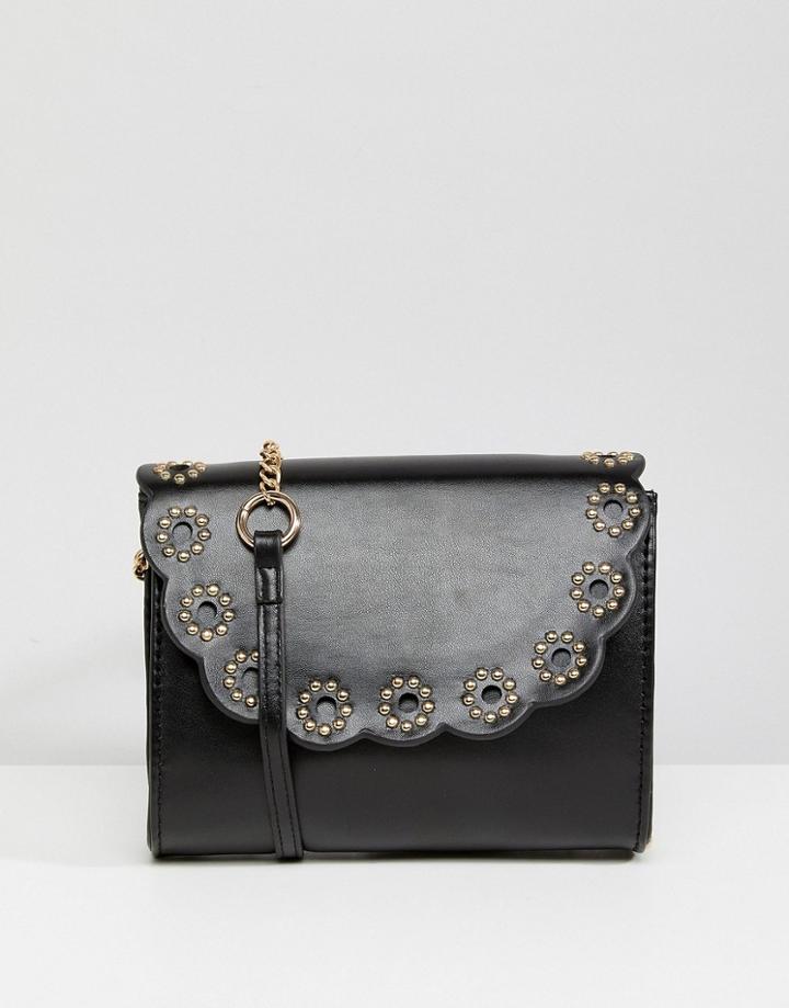 Asos Studded Scallop Cross Body Bag - Black