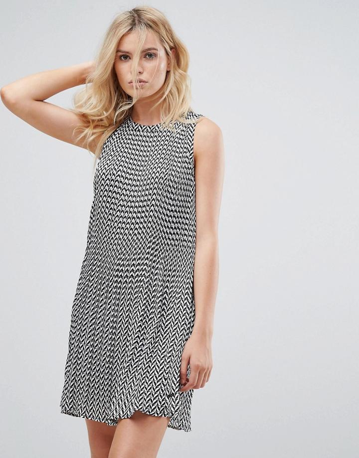Pepe Jeans Lorin Zigzag Print A-line Dress - Gray
