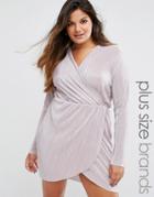 Missguided Plus Size Pleated Plunge Wrap Dress - Pink