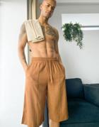 Asos Design Lounge Linen Look Shorts In Brown
