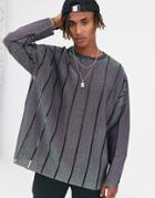 Heart & Dagger Striped Knitted Sweater-gray