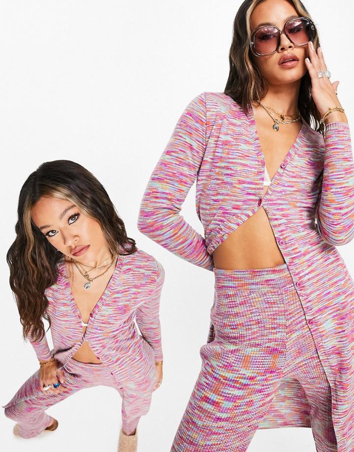 Asos Design Maxi Cardigan In Space Dye - Part Of A Set-multi