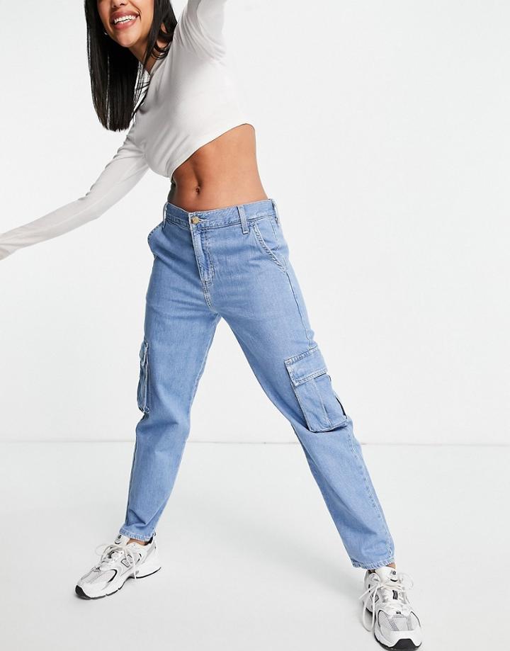 Levi's Loose Denim Cargo Pants In Light Wash-blues