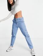 Levi's Loose Denim Cargo Pants In Light Wash-blues