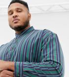 Asos Design Plus Oversized 90's Style Stripe Shirt In Green - Green