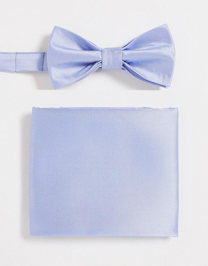 Devil's Advocate Bow Tie And Pocket Square Set In Light Blue