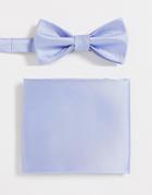 Devil's Advocate Bow Tie And Pocket Square Set In Light Blue