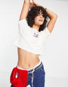 Tommy Jeans Organic Cotton Logo Super Crop T-shirt In White