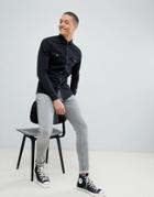 Asos Design Skinny Denim Wetsern Shirt In Black - Black