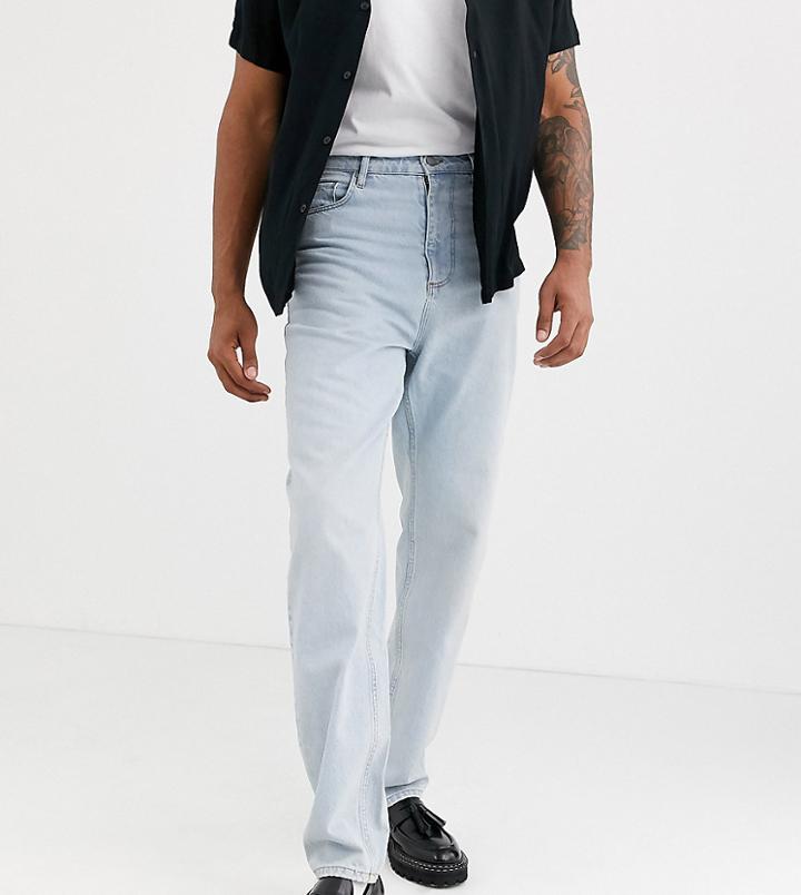 Asos Design Tall High Waisted Jeans In Stone Wash Blue