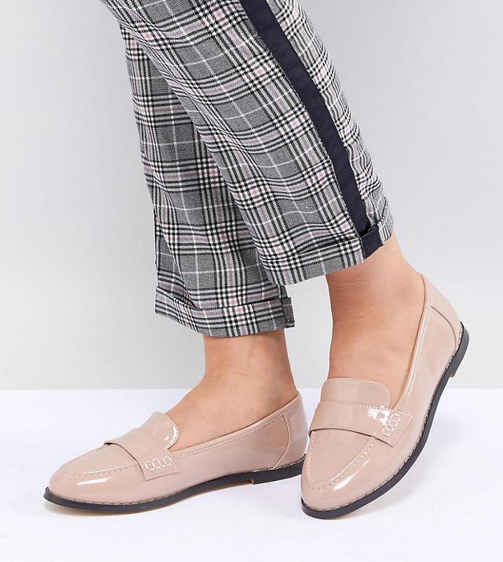 London Rebel Wide Fit Flat Loafers - Beige