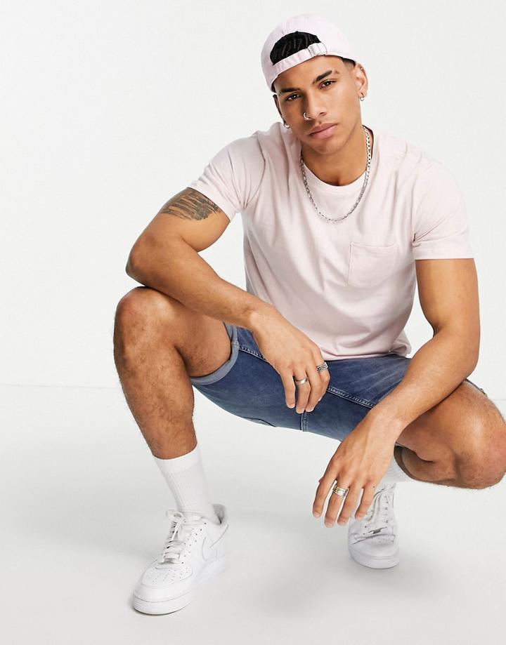 Brave Soul Short Sleeve Pocket T-shirt In Pale Lilac-purple