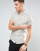 Asos Slim Shirt With Stretch In Ecru - Beige
