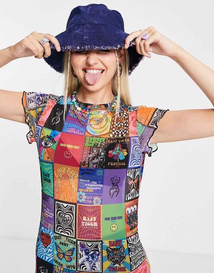 Skinnydip Exclusive Bucket Hat In Acid Wash Denim-pink