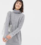 Mango Roll Neck Sweater Dress In Gray