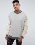 Asos Oversized Color Block Sweatshirt - Gray