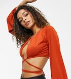 Ei8th Hour Balloon Sleeve Crop Top In Tobacco-orange