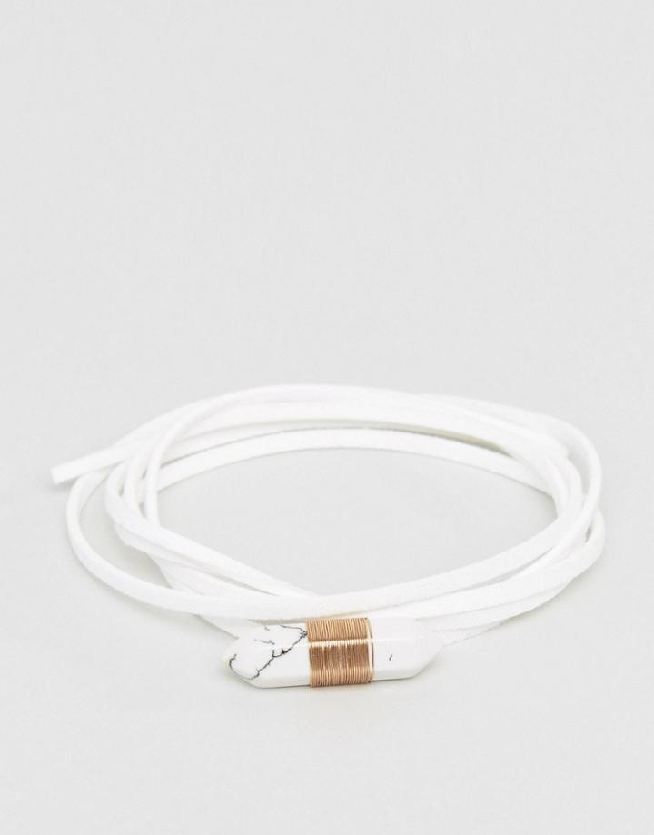 Asos Wrapped Stone Bracelet - White