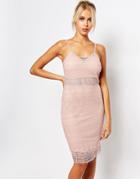 Fashion Union Cami Bodycon Dress In Lace - Pink