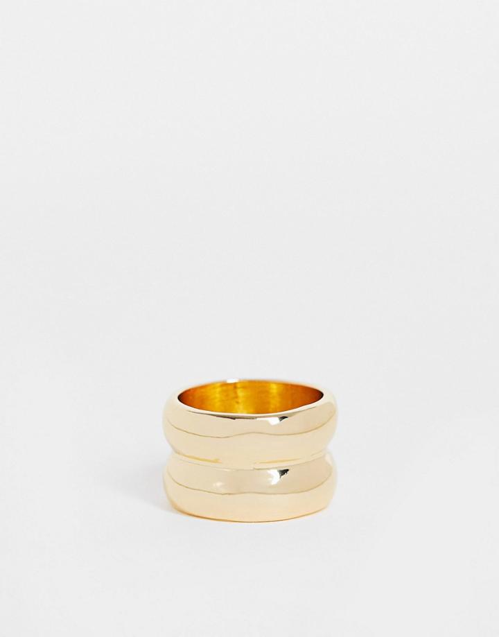 Designb Double Row Ring In Gold Tone