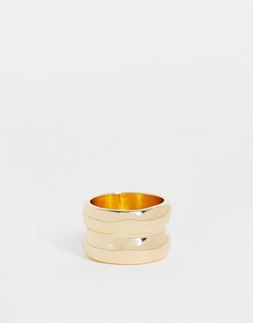 Designb Double Row Ring In Gold Tone