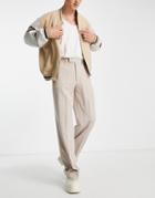 Asos Design Smart Wide Leg Pants In Stone-neutral