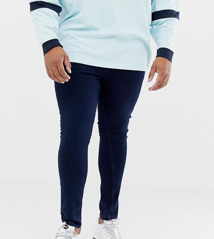 New Look Plus Super Skinny Jeans In Dark Blue Wash - Blue