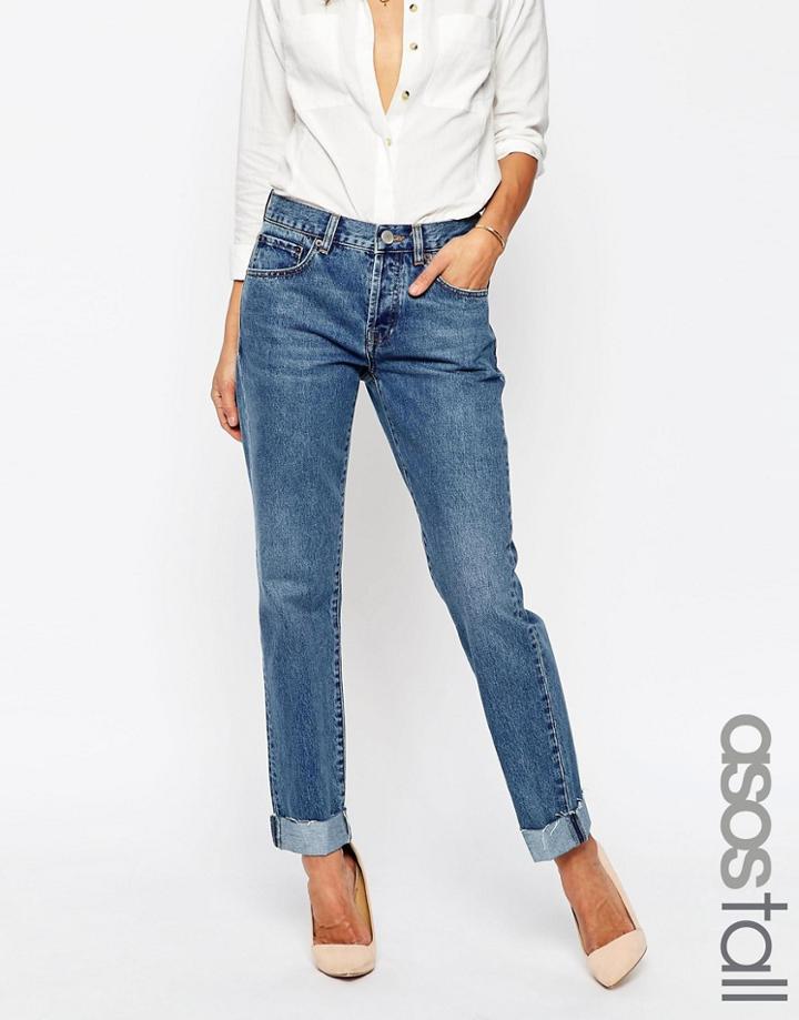 Asos Tall Carrot Boyfriend Jean - Mid Blue