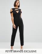 John Zack Petite Cold Shoulder Strap Back Detail Tailored Jumpsuit - B