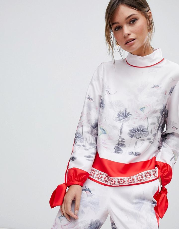 Ted Baker Lake Of Dreams Blouse With Wrist Ties - Multi